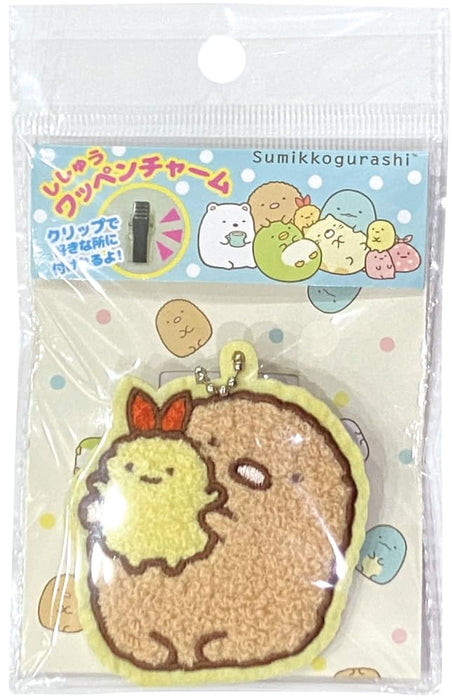 J'S Planning Charm San-X Fluffy Embroidered Patch Bag Charm Sumikko Gurashi Tonkatsu Yellow Japan 7X6.5X1Cm Wcm011- Japan Figure Store - #1 Bring To You The Best Japanese Goods