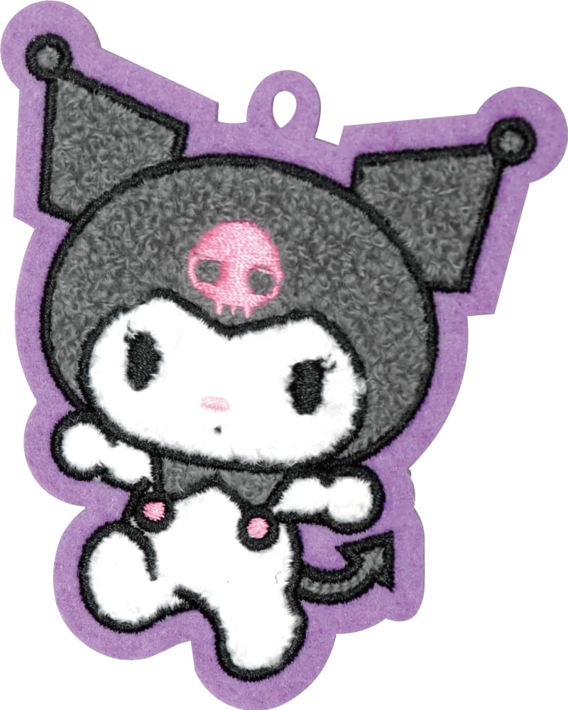 J'S Planning Kuromi Fluffy Embroidered Patch Bag Charm Japan 7X8X1Cm Wcm002- Japan Figure Store - #1 Bring To You The Best Japanese Goods