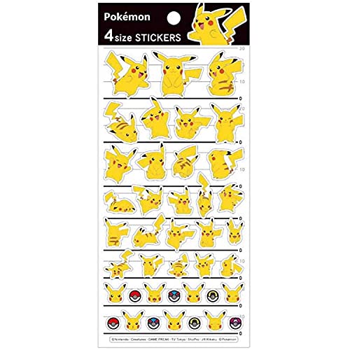 KamioJapan Pokemon Stickers 4 Size Pikachu 007320- Japan Figure Store - #1 Bring To You The Best Japanese Goods