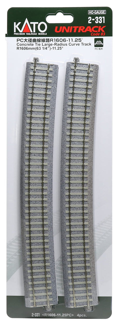 KATO 2-331 Concrete Tie Large Radius Curve Track R1606Mm 63 1/4" 11.25 4 Pcs. Ho Scale- Japan Figure Store - #1 Bring To You The Best Japanese Goods