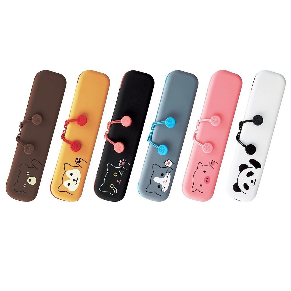 3-Pack Lihit Lab Slim Zipper Pouch Punilab Bear A-7717-1 | Made In Japan- Japan Figure Store - #1 Bring To You The Best Japanese Goods