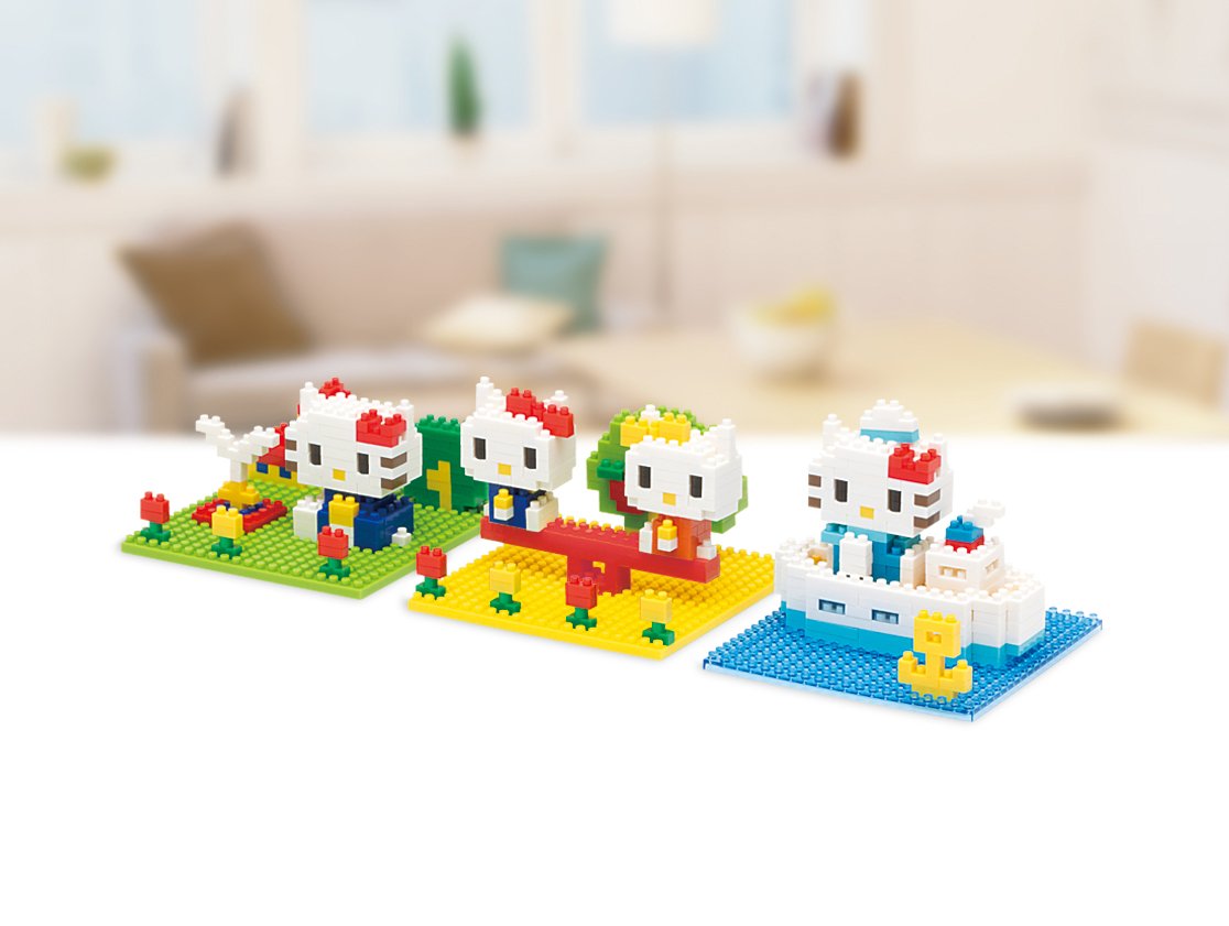 KAWADA Nbh-056 Nanoblock Block Art Hello Kitty And Mimmy Friend Park- Japan Figure Store - #1 Bring To You The Best Japanese Goods