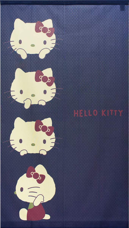 Noren Koubou Hello Kitty Tapestry 85X150Cm Retro Navy Blue 92184 Japan- Japan Figure Store - #1 Bring To You The Best Japanese Goods