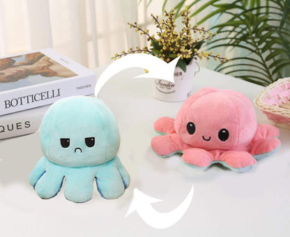 Slinx Octopus Plush Toy Angry Face And Laughing Face (Pink x Blue) 20cm Japan Reversible Gift- Japan Figure Store - #1 Bring To You The Best Japanese Goods