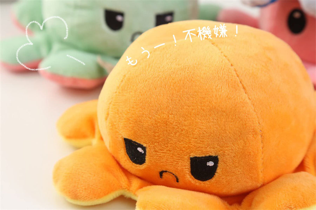 Slinx Octopus Plush Toy Angry Face And Laughing Face (Pink x Red) 20cm Japan Reversible Gift- Japan Figure Store - #1 Bring To You The Best Japanese Goods