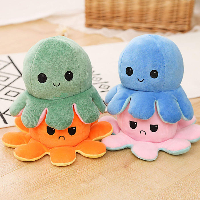 Slinx Octopus Plush Toy Angry Face And Laughing Face (Pink x Red) 20cm Japan Reversible Gift- Japan Figure Store - #1 Bring To You The Best Japanese Goods