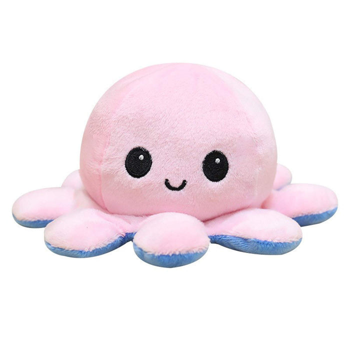 Slinx Octopus Plush Toy Angry Face And Laughing Face (Pink x Sky Blue) 20cm Japan Reversible Gift- Japan Figure Store - #1 Bring To You The Best Japanese Goods
