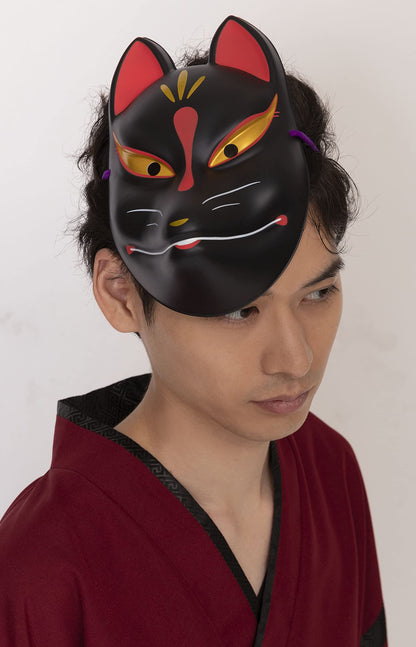 Party City Japanese-Style Folk Art Mask Fox Black Japanese Half Masks Fox Masks- Japan Figure Store - #1 Bring To You The Best Japanese Goods
