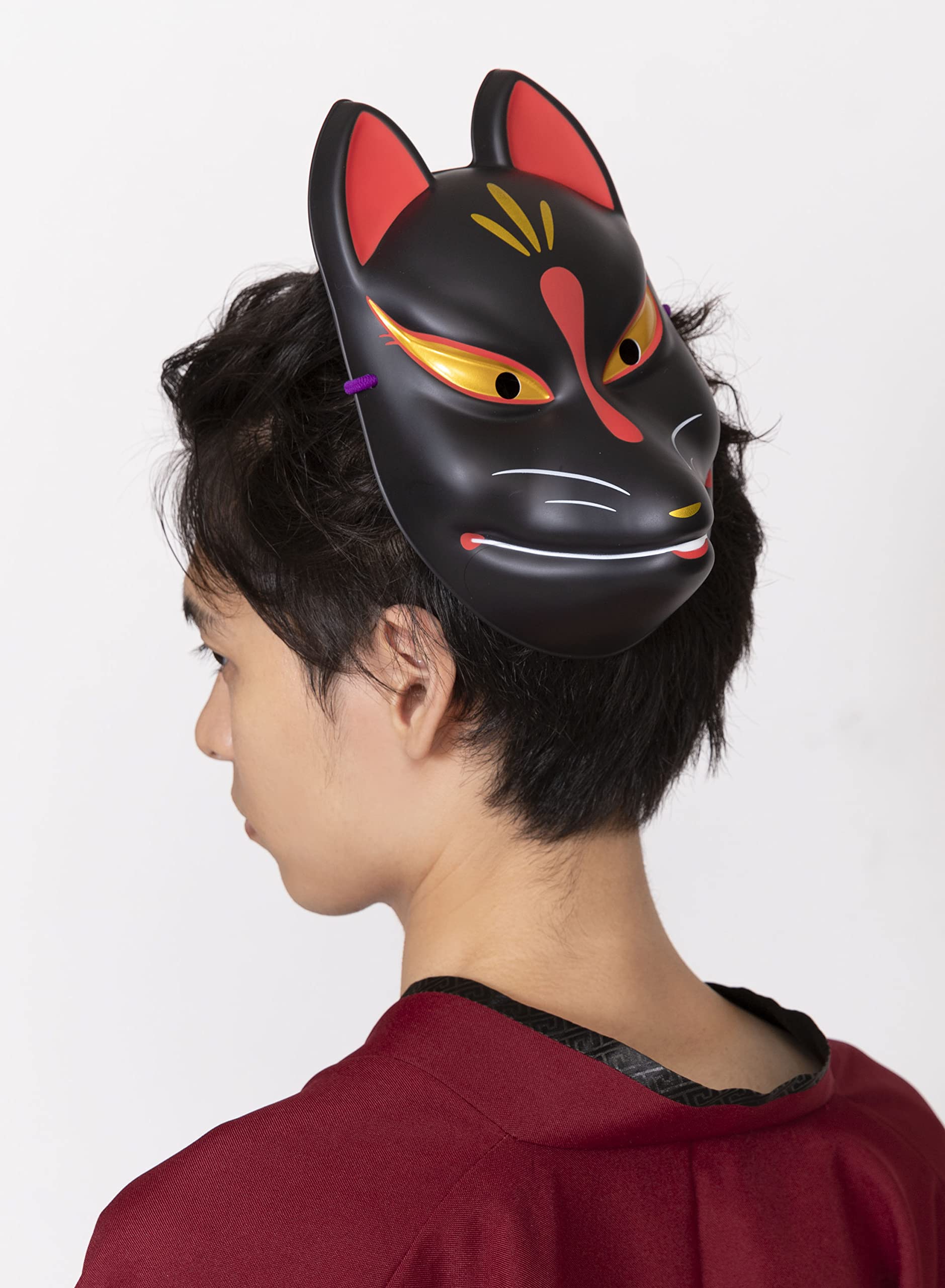Party City Japanese-Style Folk Art Mask Fox Black Japanese Half Masks Fox Masks- Japan Figure Store - #1 Bring To You The Best Japanese Goods