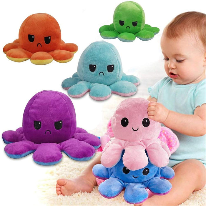 Seinal Reversible Octopus Angry Face And Laughing Face (Blue Purple) Stuffed Animal From Japan- Japan Figure Store - #1 Bring To You The Best Japanese Goods