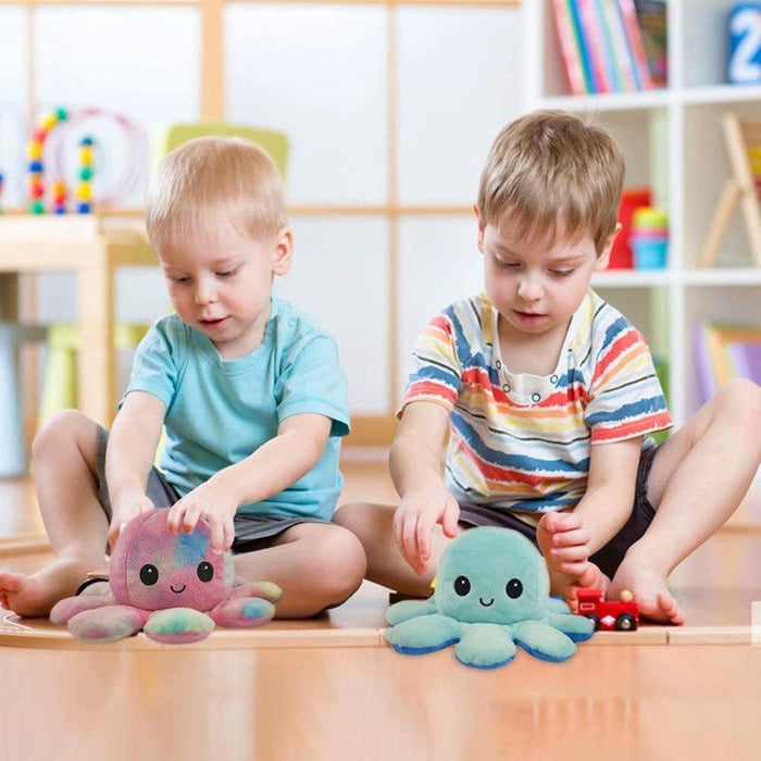 Seinal Reversible Octopus Angry Face And Laughing Face (Blue Purple) Stuffed Animal From Japan- Japan Figure Store - #1 Bring To You The Best Japanese Goods