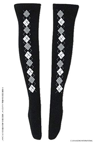 Pns2 Argyle Pattern Knee Socks For Pureneemo Black (For Dolls)- Japan Figure Store - #1 Bring To You The Best Japanese Goods