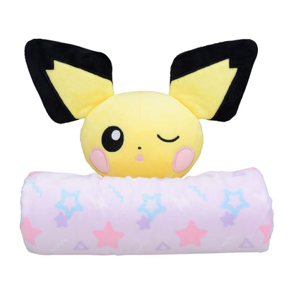 Pokemon Center Original Mini Blanket With Plush Mascot Pichu Everyday Happiness- Japan Figure Store - #1 Bring To You The Best Japanese Goods