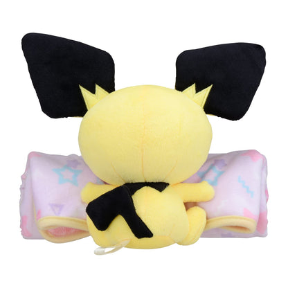 Pokemon Center Original Mini Blanket With Plush Mascot Pichu Everyday Happiness- Japan Figure Store - #1 Bring To You The Best Japanese Goods