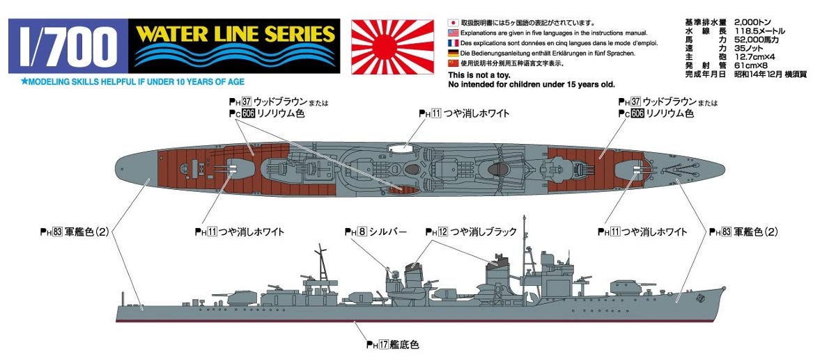 AOSHIMA - Waterline 1/700 Japanese Destroyer Shiranui Plastic Model- Japan Figure Store - #1 Bring To You The Best Japanese Goods