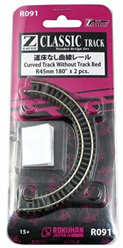 Rokuhan R091 Z Scale Classic Track Curved Track Without Track Bed R45mm 180deg- Japan Figure Store - #1 Bring To You The Best Japanese Goods