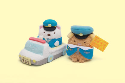 SAN-X Sumikko Gurashi Oshigoto-Gokko Series Hand Sized Plush Doll Set Police Car And Shirokuma Police Man- Japan Figure Store - #1 Bring To You The Best Japanese Goods