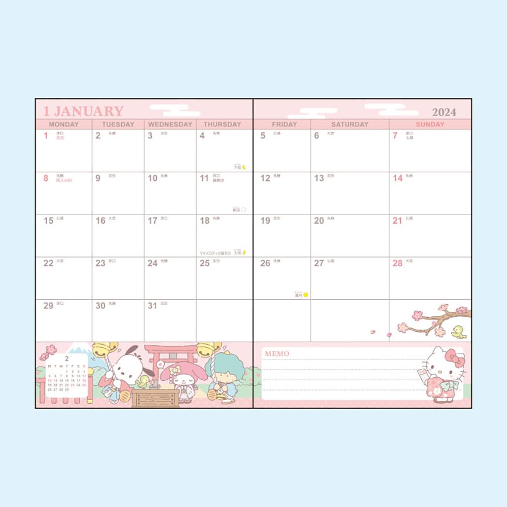 Sanrio 2024 704318 B6 Diary Horizontal Ruled Japan Characters- Japan Figure Store - #1 Bring To You The Best Japanese Goods