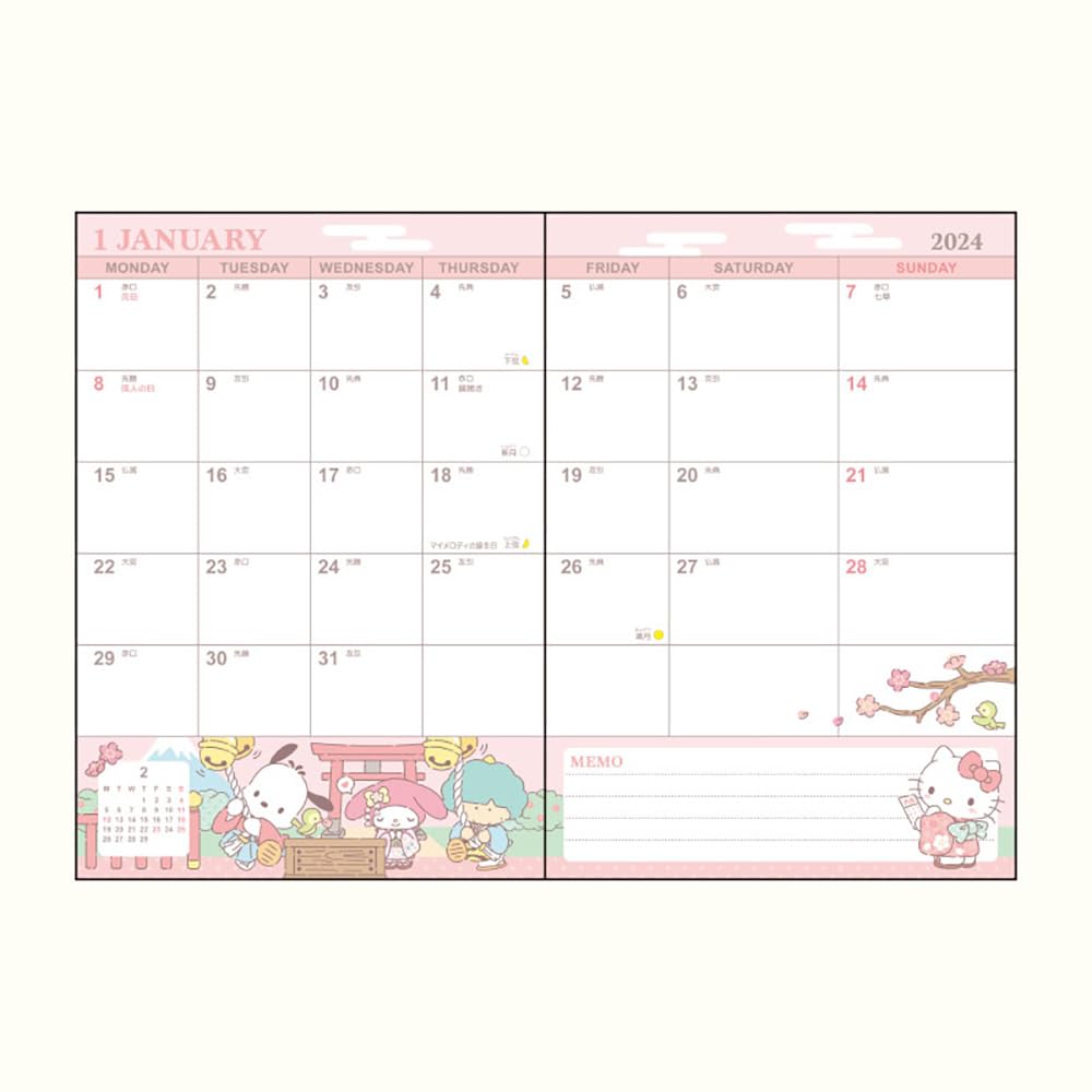 Sanrio 2024 704334 Japanese Sanrio Characters B6 Block Type Diary- Japan Figure Store - #1 Bring To You The Best Japanese Goods