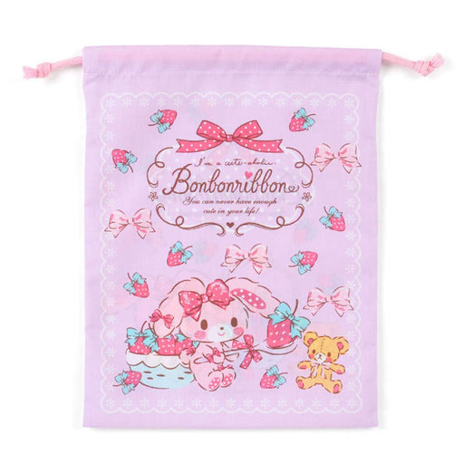 Sanrio Medium Drawstring Bag with Bonbon Ribon Strawberry Print- Japan Figure Store - #1 Bring To You The Best Japanese Goods