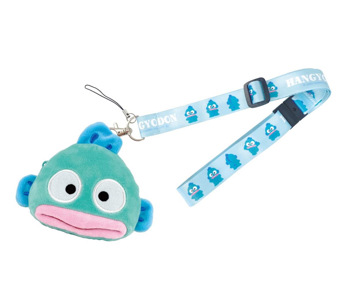 Sun Art Japan Sanrio Characters Hangyodon Plush Pouch Neck Strap Green Hg001 Grn- Japan Figure Store - #1 Bring To You The Best Japanese Goods