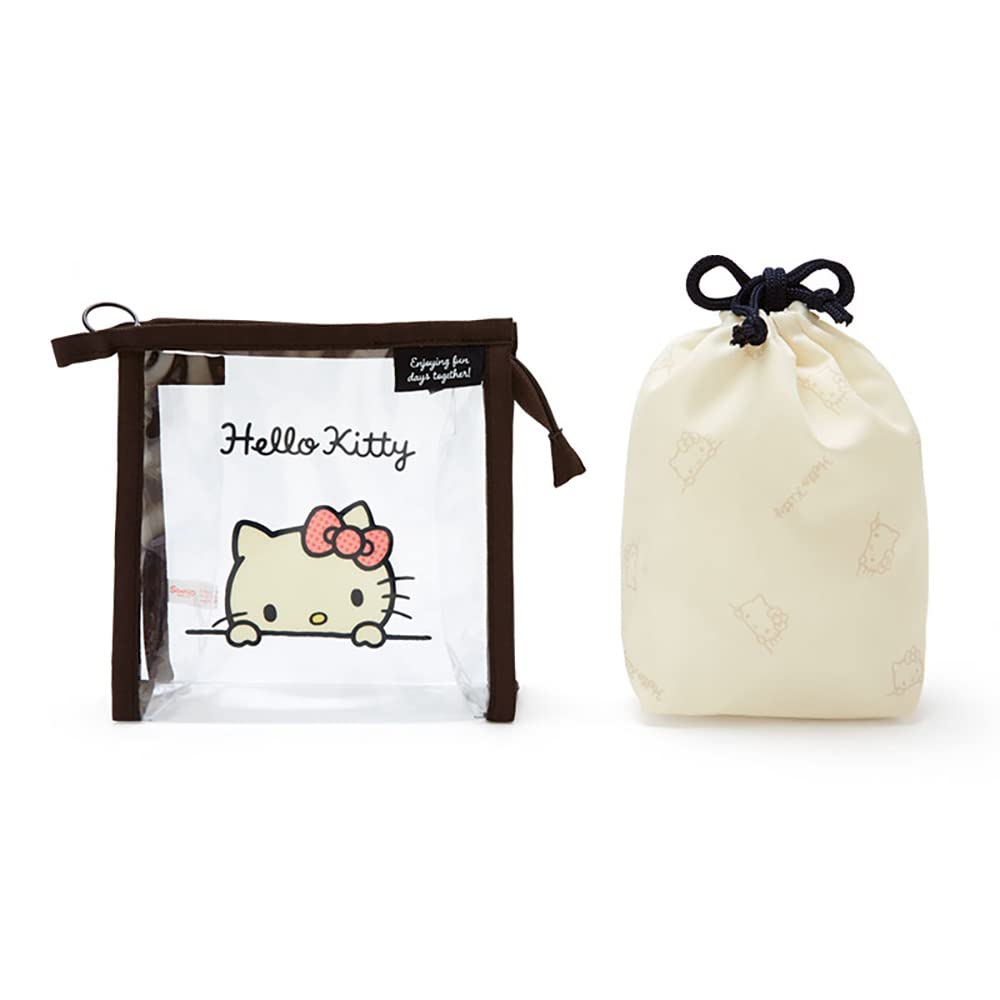 Sanrio 339555 Hello Kitty Clear Pouch With Drawstring Simple Design - Hello Kitty Clear Pouch- Japan Figure Store - #1 Bring To You The Best Japanese Goods