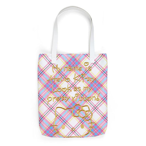 Sanrio Hello Kitty Tartan Dress Design Tote Bag Size 38x35x5cm - Character Series- Japan Figure Store - #1 Bring To You The Best Japanese Goods