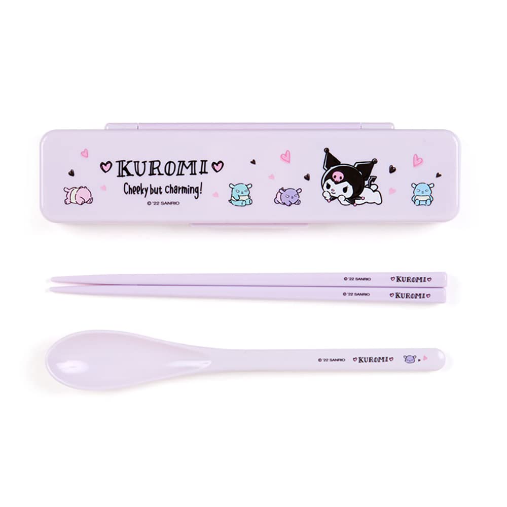 SANRIO Chopsticks And Spoon Set Kuromi- Japan Figure Store - #1 Bring To You The Best Japanese Goods