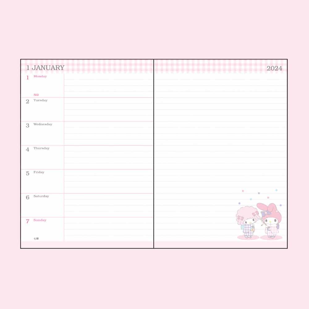 Sanrio My Melody B6 Horizontal Ruled Diary 2024 Japan 703851- Japan Figure Store - #1 Bring To You The Best Japanese Goods