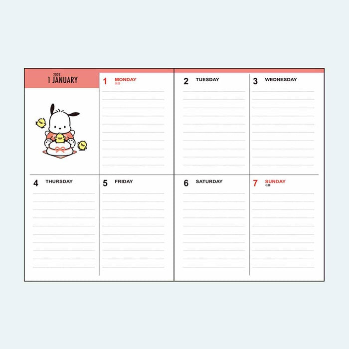 Sanrio Pochacco B6 Diary 2024 Japan - Block Type 704156- Japan Figure Store - #1 Bring To You The Best Japanese Goods
