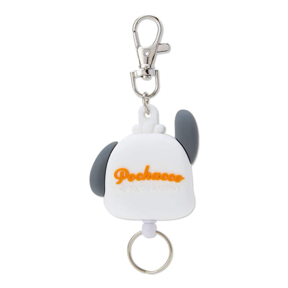 Sanrio Pochacco Face Reel Keychain White 189642- Japan Figure Store - #1 Bring To You The Best Japanese Goods