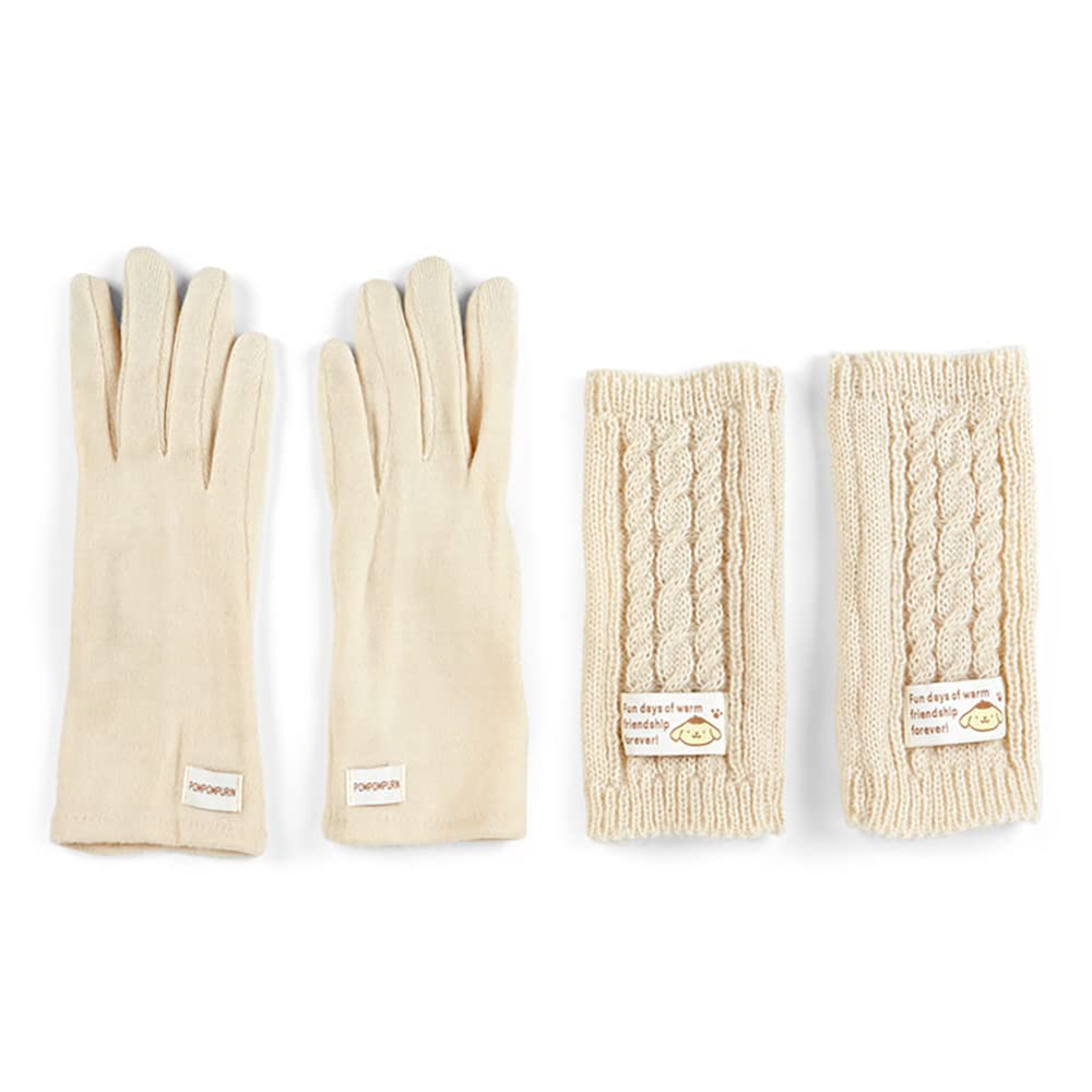 SANRIO 3Way Smartphone Gloves With Knit Cover Pom Pom Purin- Japan Figure Store - #1 Bring To You The Best Japanese Goods
