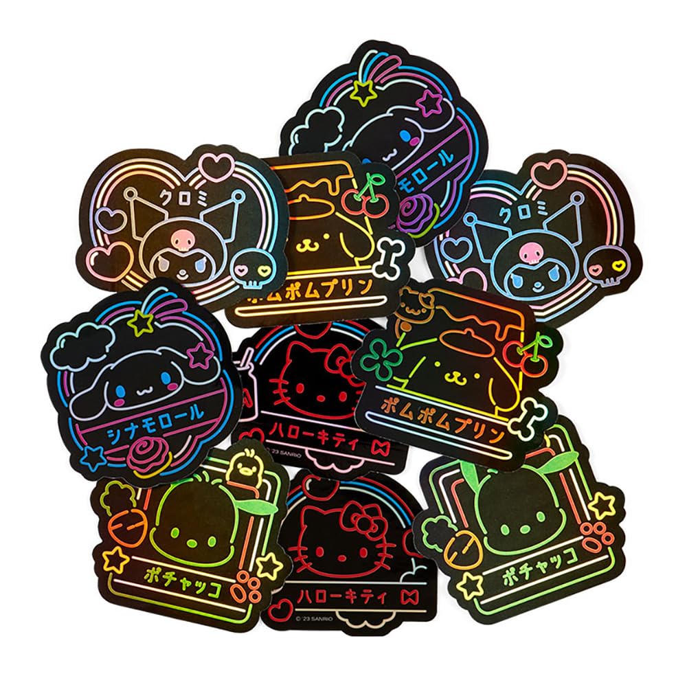 Sanrio Characters Sticker Set Vivid Neon 563331- Japan Figure Store - #1 Bring To You The Best Japanese Goods