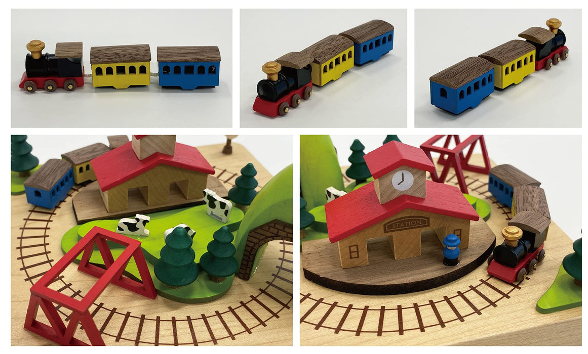 Sanrio Japan Wooden Music Box Station Train H 9108 Beige 577855- Japan Figure Store - #1 Bring To You The Best Japanese Goods
