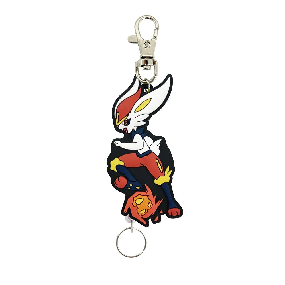 POKEMON CENTER ORIGINAL Rubber Reel Keychain Cinderace- Japan Figure Store - #1 Bring To You The Best Japanese Goods