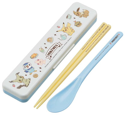 Skater Combi 18cm Antibac Chopsticks Spoon Set Pokemon Cafe Art Japan CCS3SAAG-A- Japan Figure Store - #1 Bring To You The Best Japanese Goods