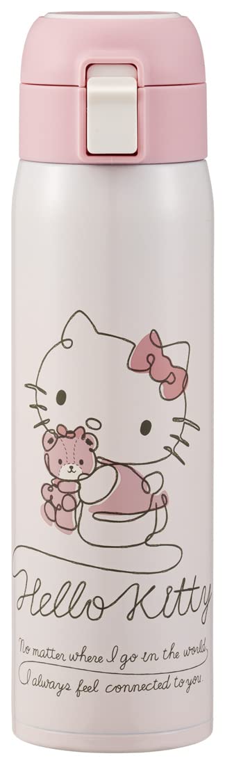 Skater 480ML Hello Kitty Stainless Steel Water Bottle One Touch Open STOT5ST-A- Japan Figure Store - #1 Bring To You The Best Japanese Goods