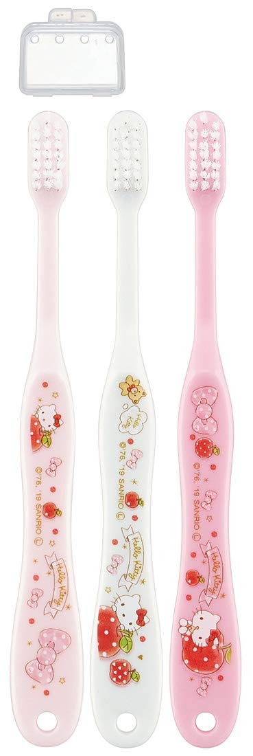 SKATER Soft Toothbrush Set 3 Pcs For Elementary School Kids Hello Kitty Happiness Girl- Japan Figure Store - #1 Bring To You The Best Japanese Goods
