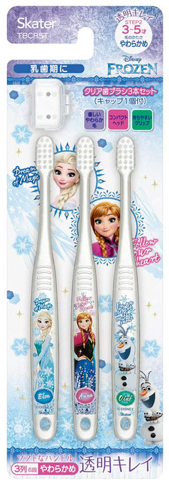 SKATER Clear Soft Toothbrush Set 3 Pcs For Kindergarten Kids Frozen- Japan Figure Store - #1 Bring To You The Best Japanese Goods