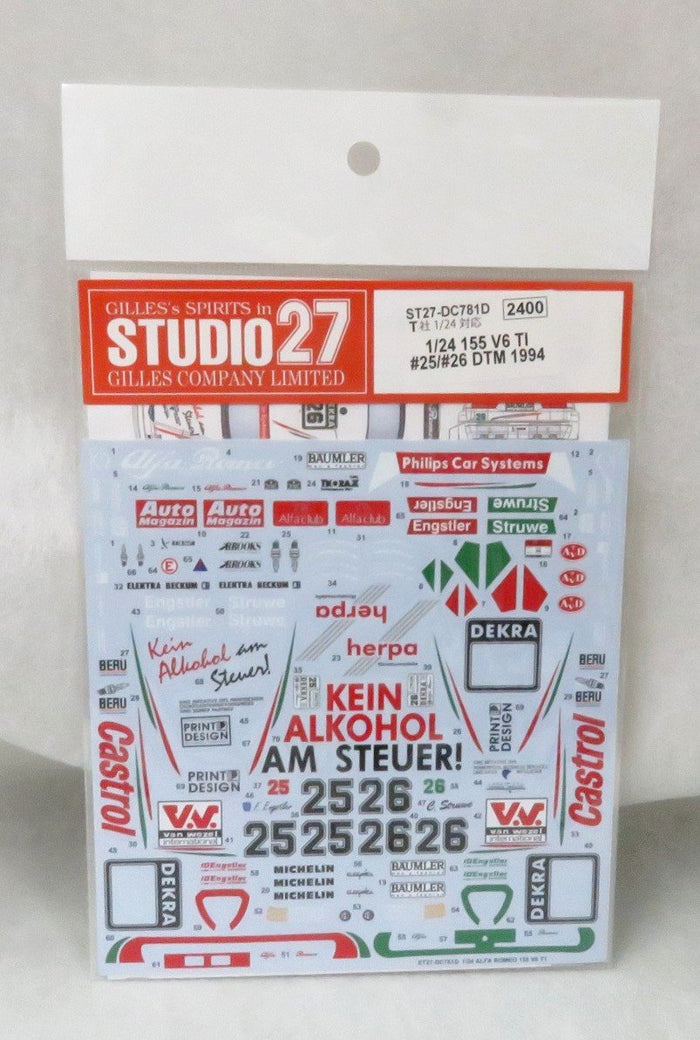Studio27 St27-Dc781D 155 V6 Ti 25/26 Dtm 1994 Decal For Tamiya 1/24 Decal For Car Model- Japan Figure Store - #1 Bring To You The Best Japanese Goods