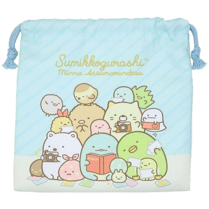 Sumikko Gurashi [Drawstring Bag] Kinchaku Pouch/Everyone Gathers Blue San-X- Japan Figure Store - #1 Bring To You The Best Japanese Goods