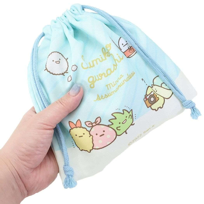 Sumikko Gurashi [Drawstring Bag] Kinchaku Pouch/Everyone Gathers Blue San-X- Japan Figure Store - #1 Bring To You The Best Japanese Goods