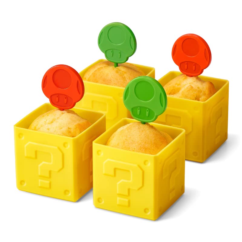 NINTENDO Super Mario Home & Party Muffin Cup Question Block & Pick Super Mushroom / 1Up- Japan Figure Store - #1 Bring To You The Best Japanese Goods