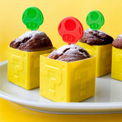 NINTENDO Super Mario Home & Party Muffin Cup Question Block & Pick Super Mushroom / 1Up- Japan Figure Store - #1 Bring To You The Best Japanese Goods