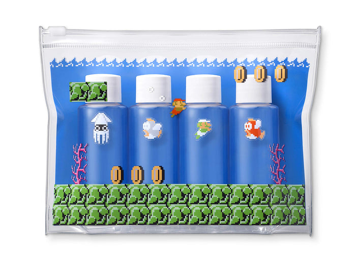 NINTENDO Super Mario Travel Clear Pouch & Mini Bottle Set Underwater Level- Japan Figure Store - #1 Bring To You The Best Japanese Goods