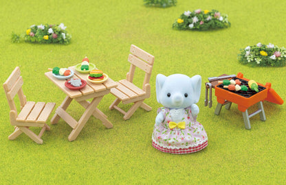 Epoch Sylvanian Families Doll/Furniture Set Elephant Girl Blue Sky BBQ Age 3+- Japan Figure Store - #1 Bring To You The Best Japanese Goods