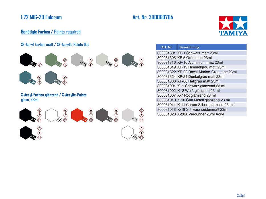 TAMIYA 60704 Mikoyan Mig-29 Fulcrum 1/72 Kit- Japan Figure Store - #1 Bring To You The Best Japanese Goods