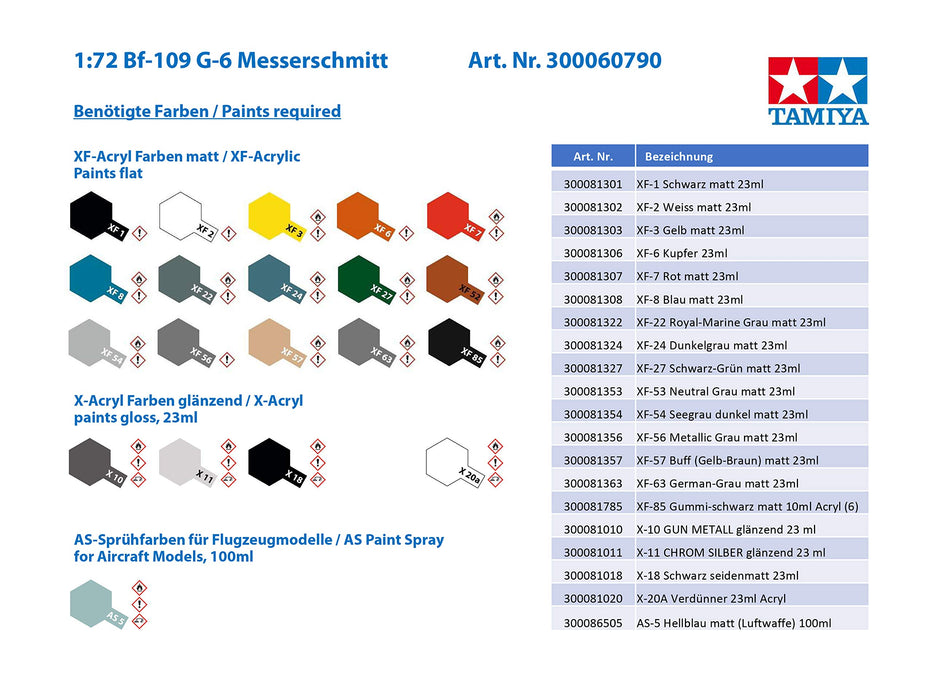 TAMIYA 60790 Messerschmitt Bf109 G-6 1/72 Scale Kit- Japan Figure Store - #1 Bring To You The Best Japanese Goods
