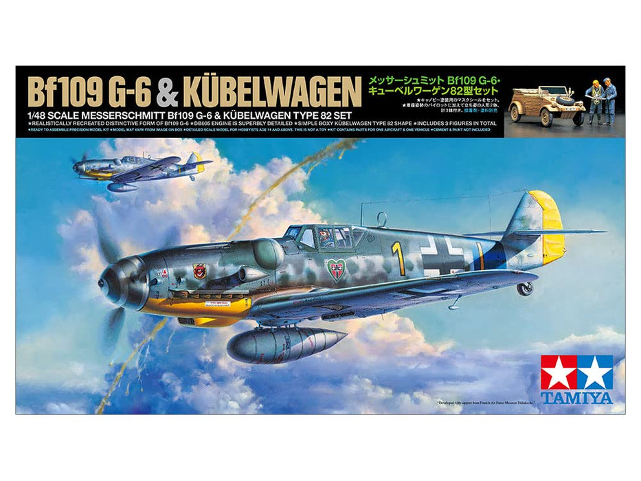 TAMIYA 25204 1/48 Messerschmitt Bf109 G-6 & Kubelwagen Type 82 Set Plastic Model- Japan Figure Store - #1 Bring To You The Best Japanese Goods