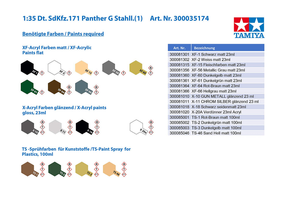 TAMIYA 35174 German Panther Type G Steel Wheel Version 1/35 Scale Kit- Japan Figure Store - #1 Bring To You The Best Japanese Goods